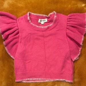 Day & Moon juniors Hot Pink Flutter Sleeve Sweater Top